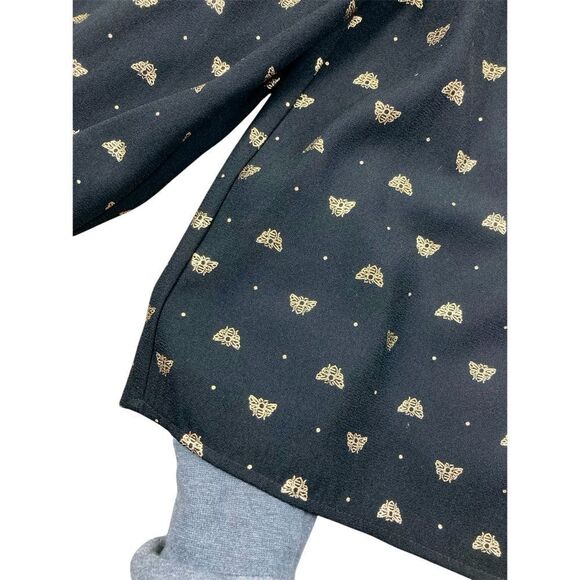 Lauren Conrad black and gold foil bee cold shoulder top - Picture 4 of 7